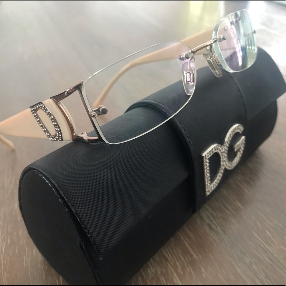 DOLCE & GABBANA rose gold crystal Eyeglasses frame